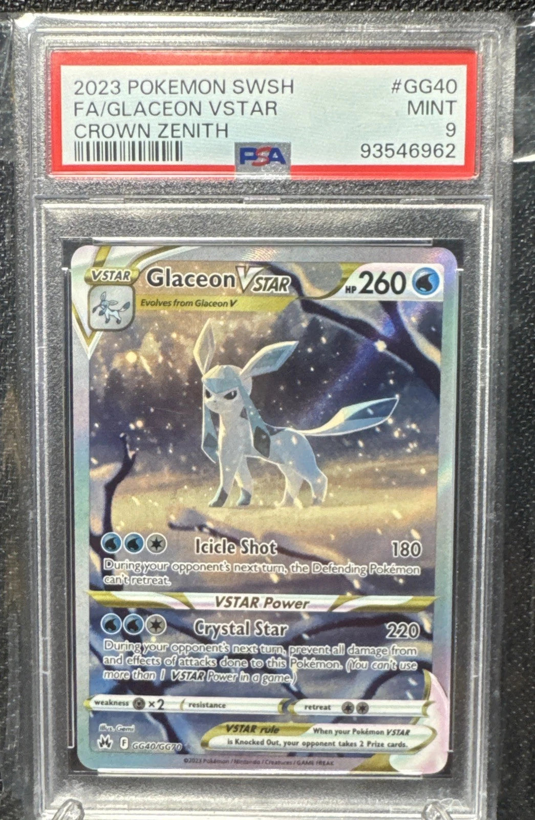 Glaceon VSTAR PSA 9 GG40/GG70 Crown Zenith